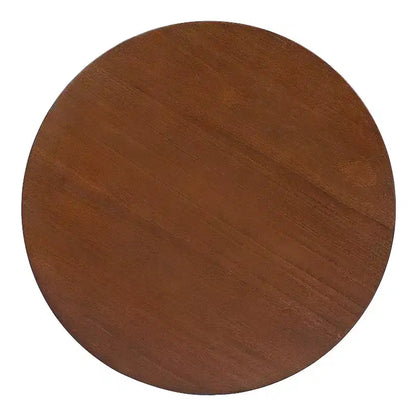 Tavolino Rotondo in Rattan da 15,7", Tavolino d'Appoggio in Legno Massello di Gomma per Soggiorno o Camera da Letto