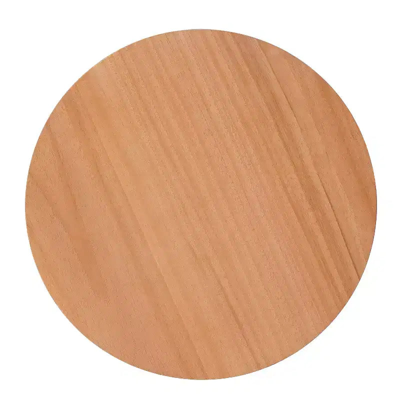 Tavolino Rotondo in Rattan da 15,7", Tavolino d'Appoggio in Legno Massello di Gomma per Soggiorno o Camera da Letto