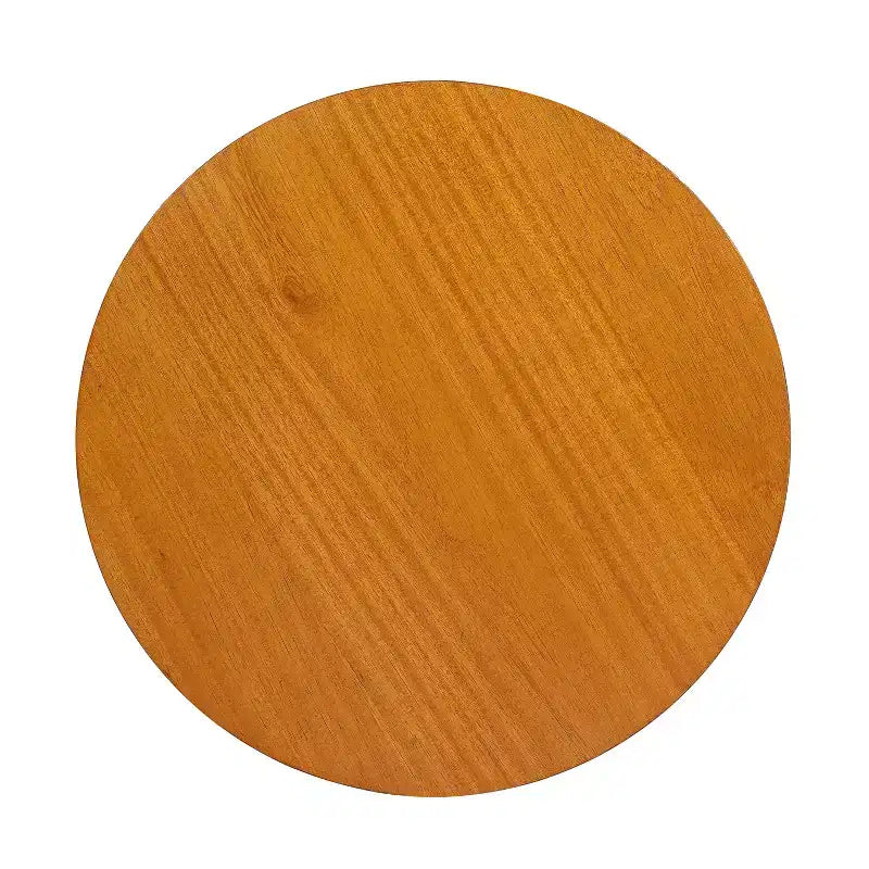 Tavolino Rotondo in Rattan da 15,7", Tavolino d'Appoggio in Legno Massello di Gomma per Soggiorno o Camera da Letto