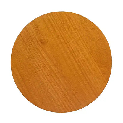 Tavolino Rotondo in Rattan da 15,7", Tavolino d'Appoggio in Legno Massello di Gomma per Soggiorno o Camera da Letto