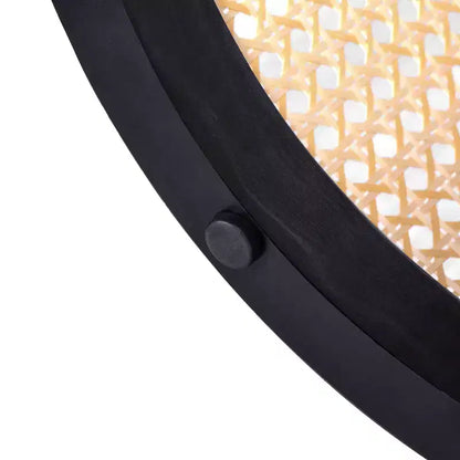 Tavolino Rotondo in Rattan da 15,7", Tavolino d'Appoggio in Legno Massello di Gomma per Soggiorno o Camera da Letto