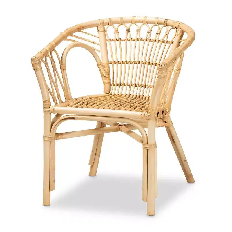 Sedia da Pranzo Kaka Rattan, Sedia da Accento Intrecciata Naturale/Marrone per Sala da Pranzo