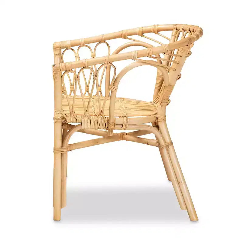 Sedia da Pranzo Kaka Rattan, Sedia da Accento Intrecciata Naturale/Marrone per Sala da Pranzo