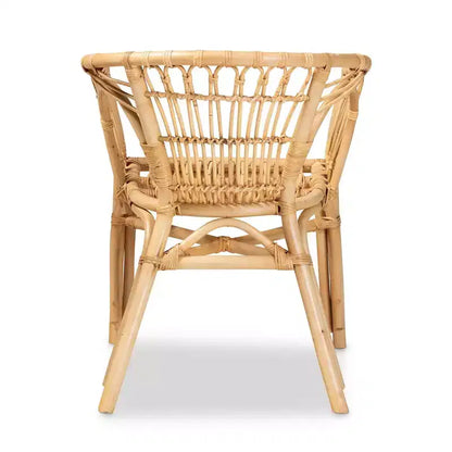 Sedia da Pranzo Kaka Rattan, Sedia da Accento Intrecciata Naturale/Marrone per Sala da Pranzo