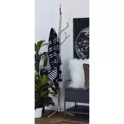 Appendiabiti Eclettico in Metallo, Argento, Attaccapanni Decorativo da Ingresso per Corridoio o Soggiorno