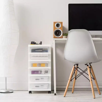 Carrello portaoggetti a 6 cassetti con rotelle e ripiano organizer, bianco, per camera da letto, armadio o ufficio