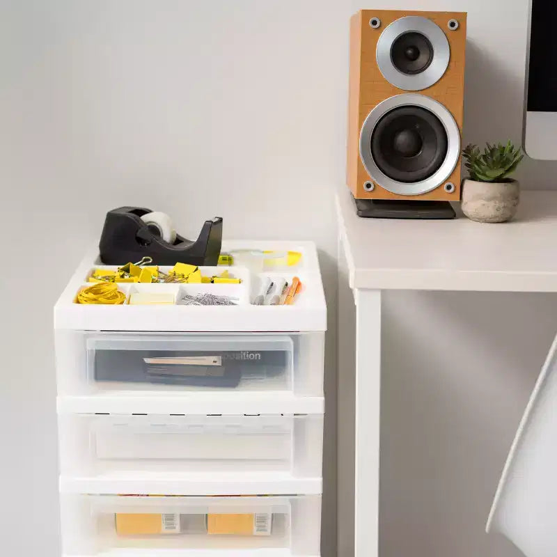 Carrello portaoggetti a 6 cassetti con rotelle e ripiano organizer, bianco, per camera da letto, armadio o ufficio