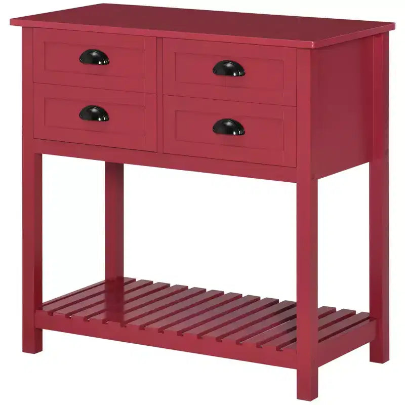 Credenza con 4 cassetti e ripiano inferiore a doghe per cucina o soggiorno