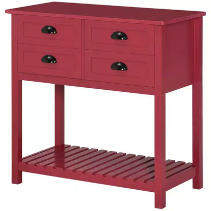 Credenza con 4 cassetti e ripiano inferiore a doghe per cucina o soggiorno