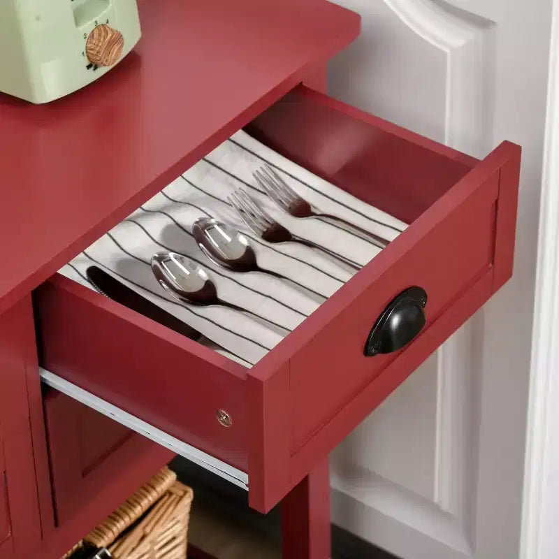 Credenza con 4 cassetti e ripiano inferiore a doghe per cucina o soggiorno