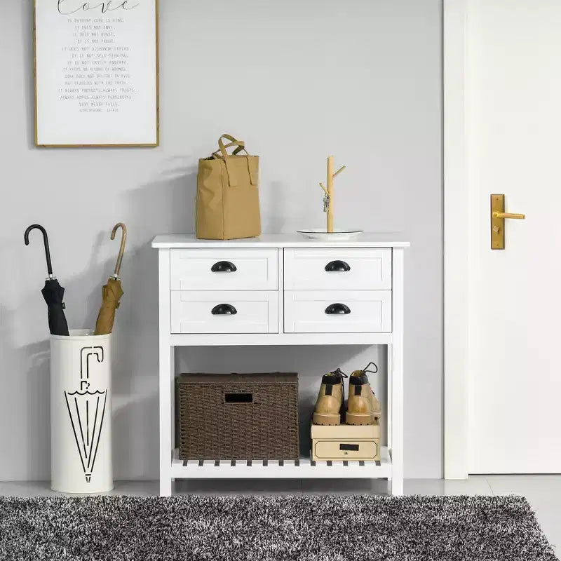 Credenza con 4 cassetti e ripiano inferiore a doghe per cucina o soggiorno