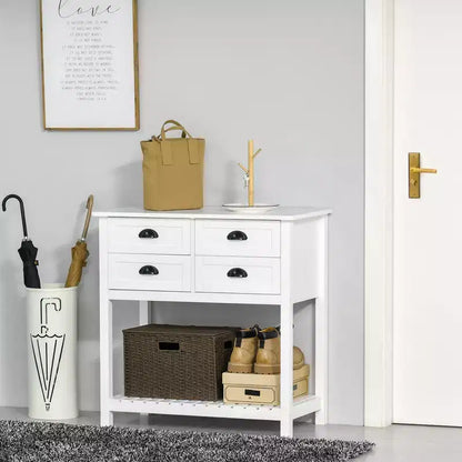 Credenza con 4 cassetti e ripiano inferiore a doghe per cucina o soggiorno