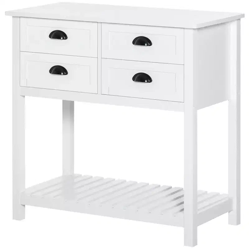 Credenza con 4 cassetti e ripiano inferiore a doghe per cucina o soggiorno