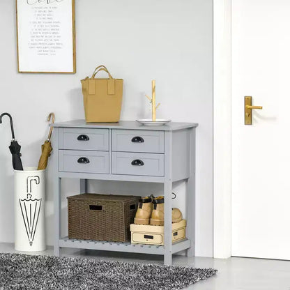 Credenza con 4 cassetti e ripiano inferiore a doghe per cucina o soggiorno