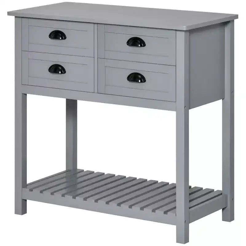 Credenza con 4 cassetti e ripiano inferiore a doghe per cucina o soggiorno
