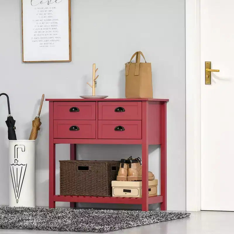 Credenza con 4 cassetti e ripiano inferiore a doghe per cucina o soggiorno
