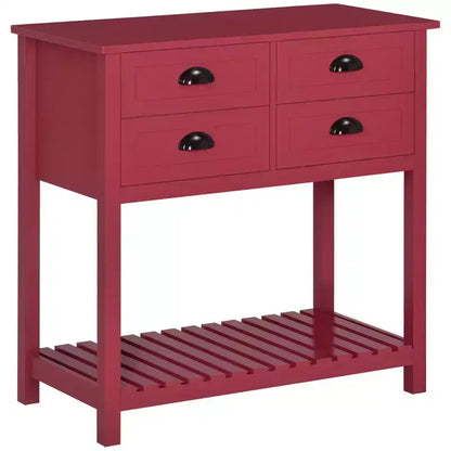 Credenza con 4 cassetti e ripiano inferiore a doghe per cucina o soggiorno