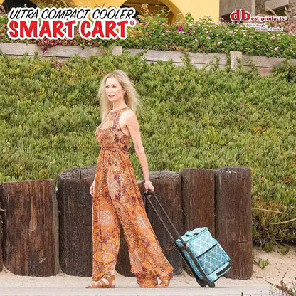 Carrello frigo isolato ultracompatto, frigo portatile pieghevole con ruote per spiaggia, barbecue e picnic, 36 lattine