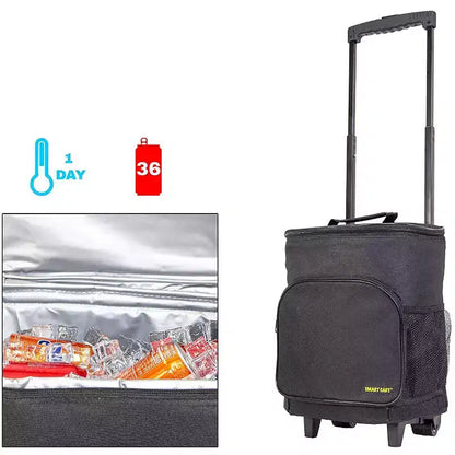 Carrello frigo isolato ultracompatto, frigo portatile pieghevole con ruote per spiaggia, barbecue e picnic, 36 lattine