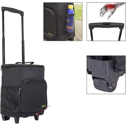 Carrello frigo isolato ultracompatto, frigo portatile pieghevole con ruote per spiaggia, barbecue e picnic, 36 lattine
