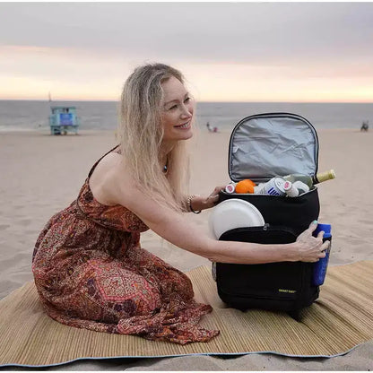 Carrello frigo isolato ultracompatto, frigo portatile pieghevole con ruote per spiaggia, barbecue e picnic, 36 lattine